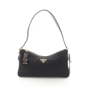 Prada Tessuto VITELLO Shoulder Bag Nylon Leather Black